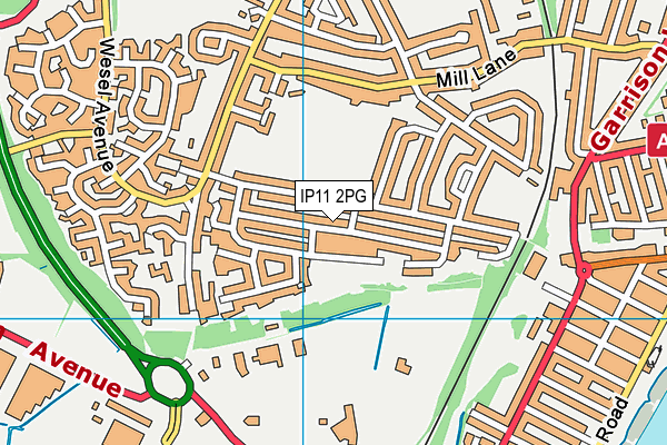 IP11 2PG map - OS VectorMap District (Ordnance Survey)