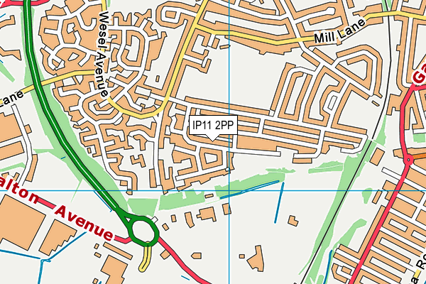 IP11 2PP map - OS VectorMap District (Ordnance Survey)