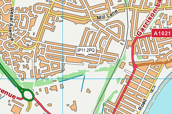 IP11 2PQ map - OS VectorMap District (Ordnance Survey)
