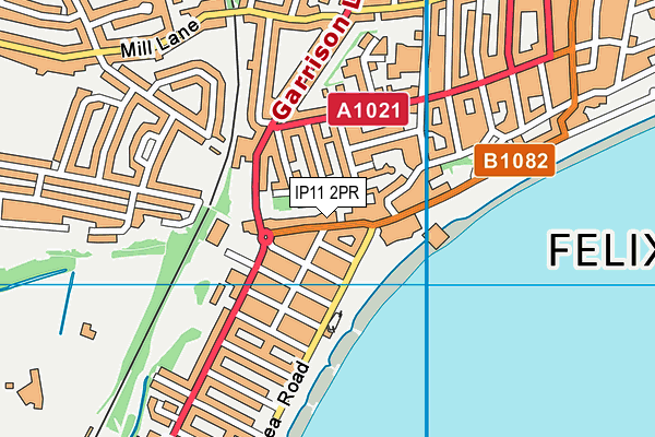 IP11 2PR map - OS VectorMap District (Ordnance Survey)