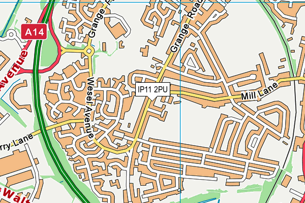 IP11 2PU map - OS VectorMap District (Ordnance Survey)