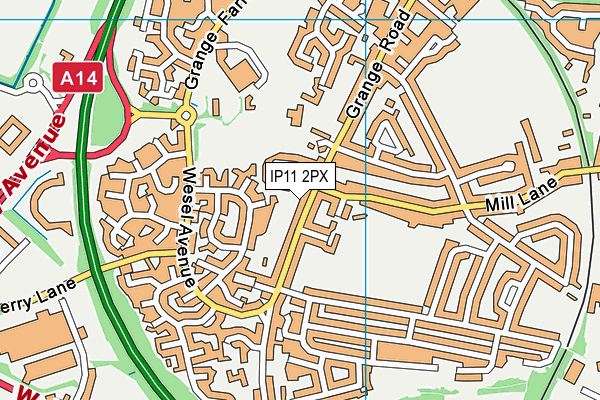 IP11 2PX map - OS VectorMap District (Ordnance Survey)