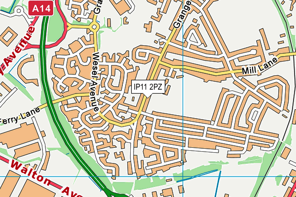 IP11 2PZ map - OS VectorMap District (Ordnance Survey)