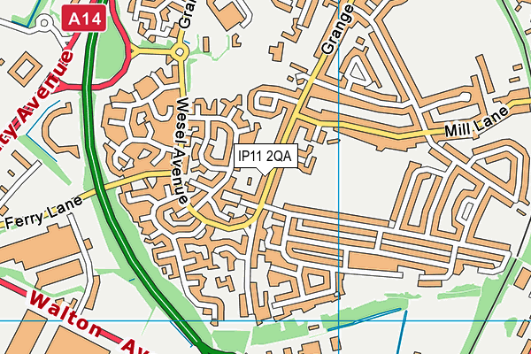 IP11 2QA map - OS VectorMap District (Ordnance Survey)