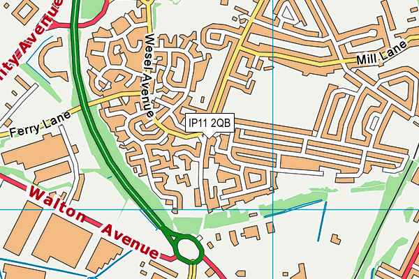 IP11 2QB map - OS VectorMap District (Ordnance Survey)