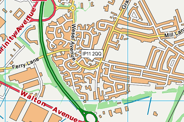 IP11 2QQ map - OS VectorMap District (Ordnance Survey)