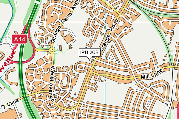 IP11 2QR map - OS VectorMap District (Ordnance Survey)