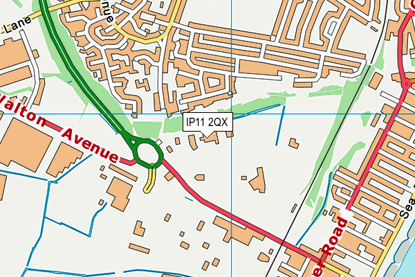 IP11 2QX map - OS VectorMap District (Ordnance Survey)