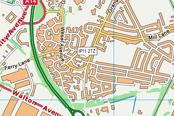 IP11 2TZ map - OS VectorMap District (Ordnance Survey)