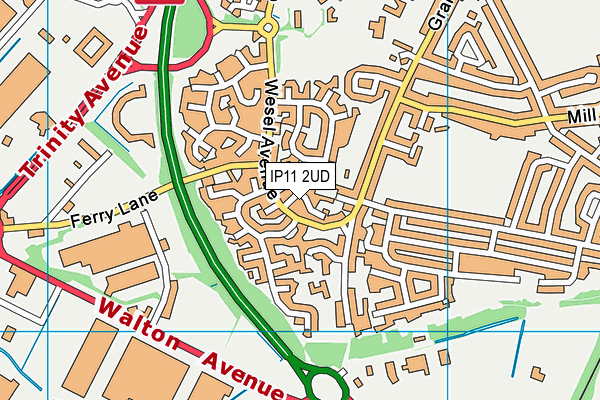 IP11 2UD map - OS VectorMap District (Ordnance Survey)