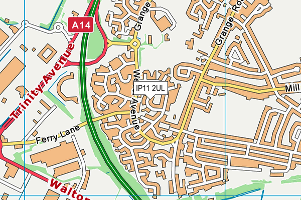 IP11 2UL map - OS VectorMap District (Ordnance Survey)