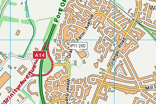 IP11 2XD map - OS VectorMap District (Ordnance Survey)