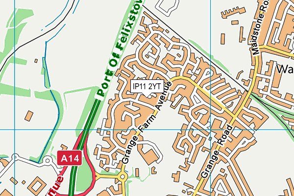 IP11 2YT map - OS VectorMap District (Ordnance Survey)