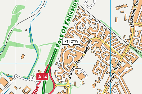 IP11 2YW map - OS VectorMap District (Ordnance Survey)