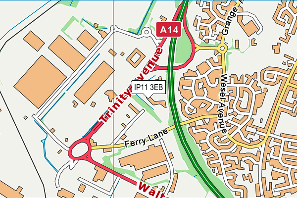 IP11 3EB map - OS VectorMap District (Ordnance Survey)