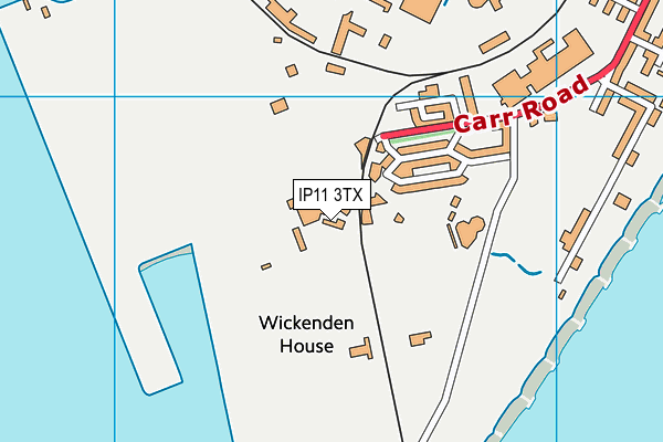 IP11 3TX map - OS VectorMap District (Ordnance Survey)