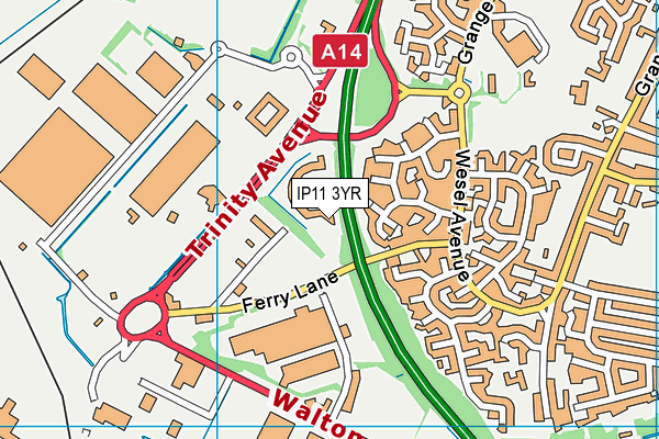 IP11 3YR map - OS VectorMap District (Ordnance Survey)