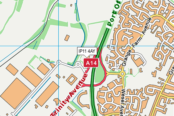 IP11 4AY map - OS VectorMap District (Ordnance Survey)