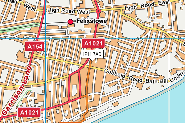 IP11 7AD map - OS VectorMap District (Ordnance Survey)