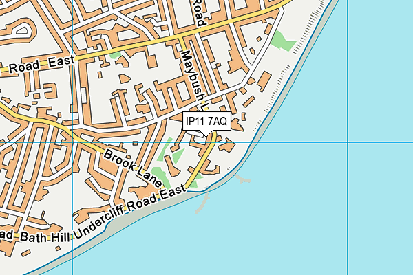 IP11 7AQ map - OS VectorMap District (Ordnance Survey)