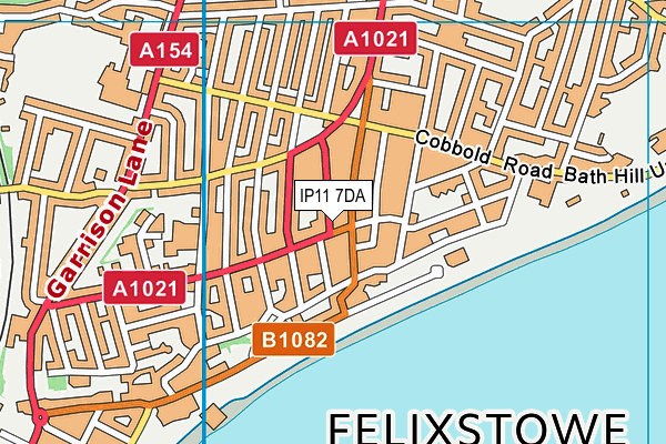 IP11 7DA map - OS VectorMap District (Ordnance Survey)