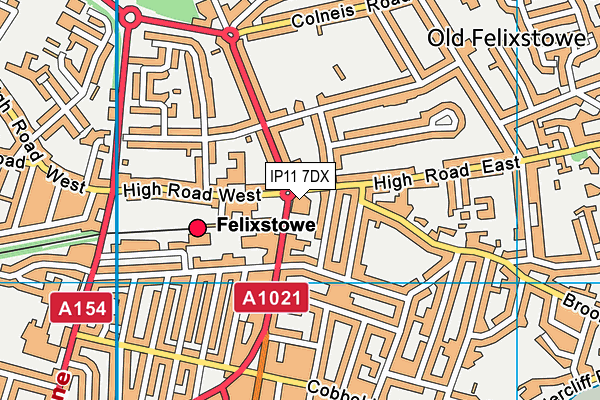 IP11 7DX map - OS VectorMap District (Ordnance Survey)