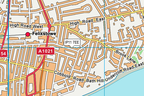 IP11 7EE map - OS VectorMap District (Ordnance Survey)