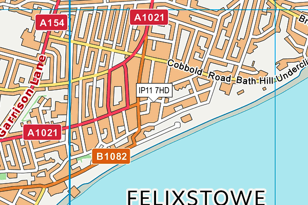 IP11 7HD map - OS VectorMap District (Ordnance Survey)