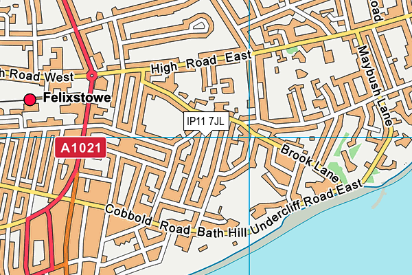 IP11 7JL map - OS VectorMap District (Ordnance Survey)