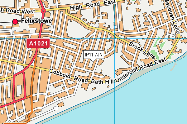 IP11 7JN map - OS VectorMap District (Ordnance Survey)