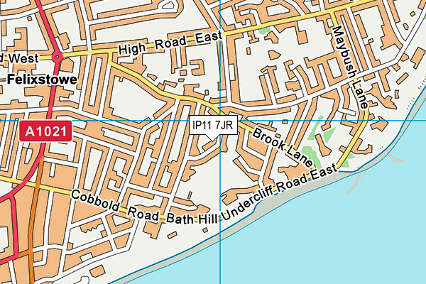 IP11 7JR map - OS VectorMap District (Ordnance Survey)