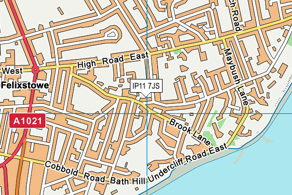 IP11 7JS map - OS VectorMap District (Ordnance Survey)