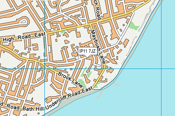 IP11 7JZ map - OS VectorMap District (Ordnance Survey)