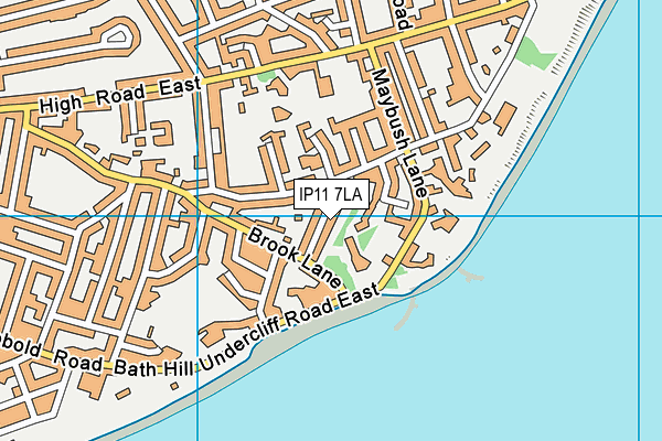 IP11 7LA map - OS VectorMap District (Ordnance Survey)