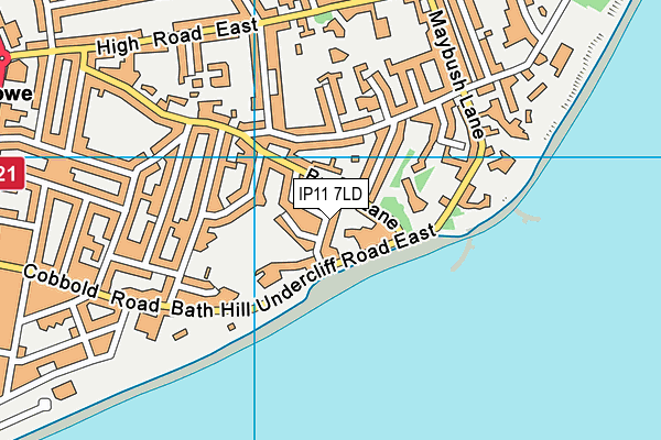 IP11 7LD map - OS VectorMap District (Ordnance Survey)