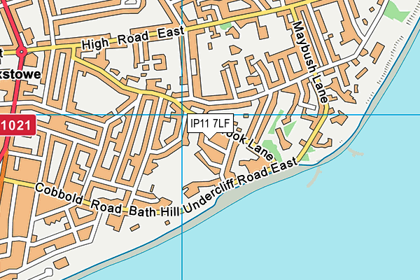 IP11 7LF map - OS VectorMap District (Ordnance Survey)