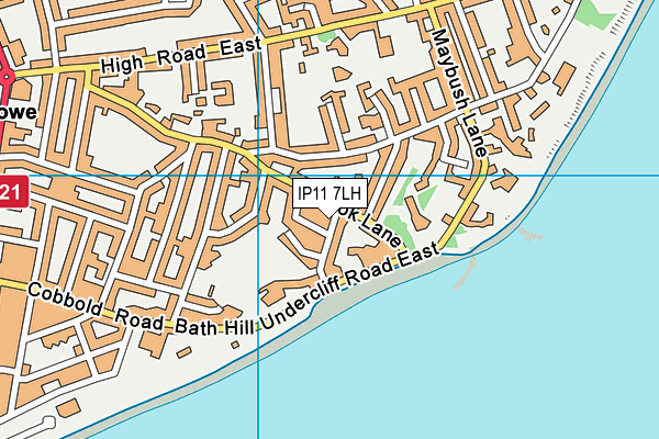 IP11 7LH map - OS VectorMap District (Ordnance Survey)