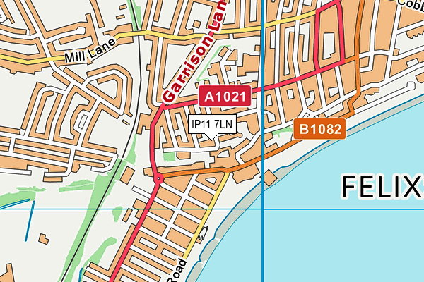 IP11 7LN map - OS VectorMap District (Ordnance Survey)