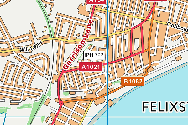 IP11 7PP map - OS VectorMap District (Ordnance Survey)