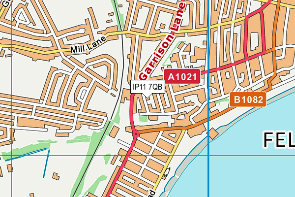 IP11 7QB map - OS VectorMap District (Ordnance Survey)