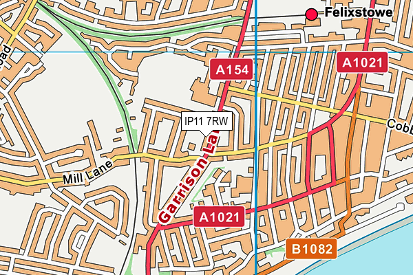 IP11 7RW map - OS VectorMap District (Ordnance Survey)