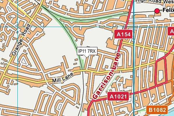 IP11 7RX map - OS VectorMap District (Ordnance Survey)