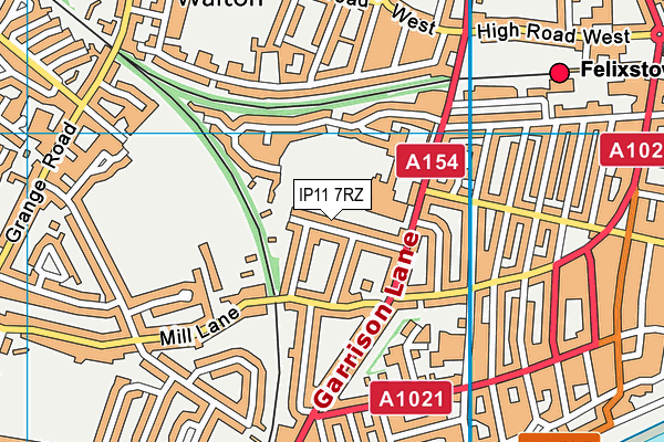 IP11 7RZ map - OS VectorMap District (Ordnance Survey)