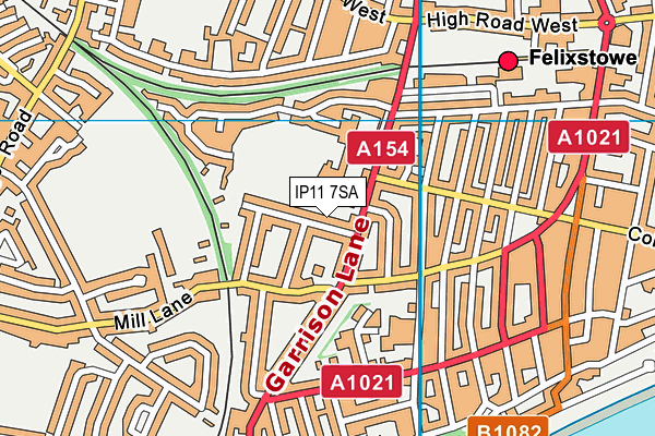 IP11 7SA map - OS VectorMap District (Ordnance Survey)