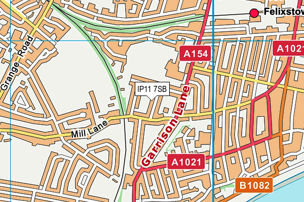 IP11 7SB map - OS VectorMap District (Ordnance Survey)
