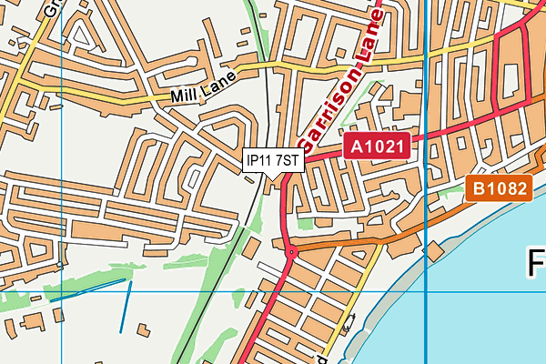 IP11 7ST map - OS VectorMap District (Ordnance Survey)