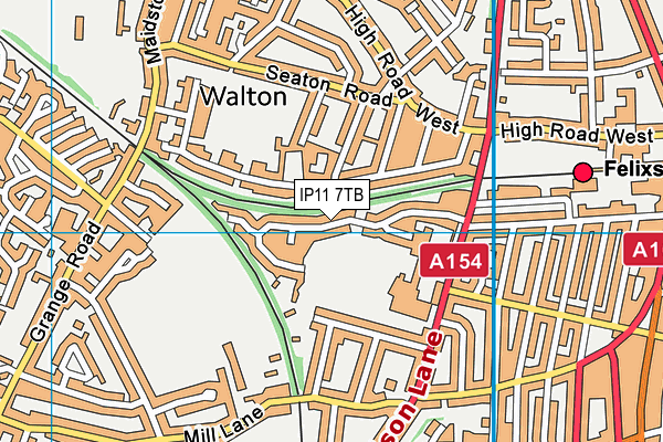 IP11 7TB map - OS VectorMap District (Ordnance Survey)