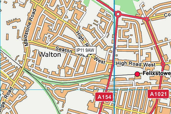 IP11 9AW map - OS VectorMap District (Ordnance Survey)