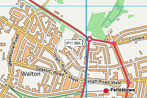 IP11 9BA map - OS VectorMap District (Ordnance Survey)