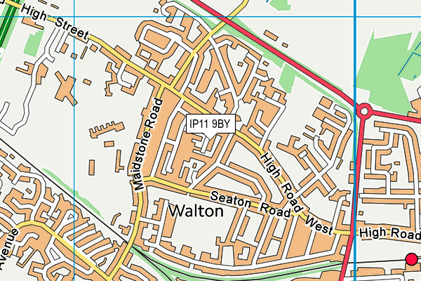 IP11 9BY map - OS VectorMap District (Ordnance Survey)